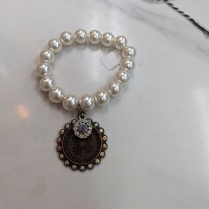 Upcyled Luis Vutton Pearl Bracelet